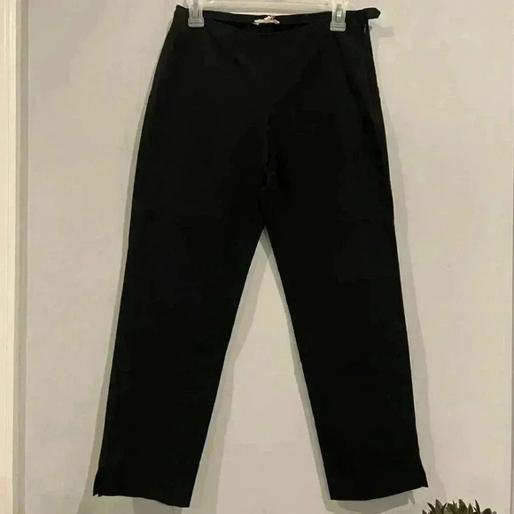 EILEEN FISHER  Black Stretch Pull On Crop Pants Size XS with side pockets - Picture 1 of 4